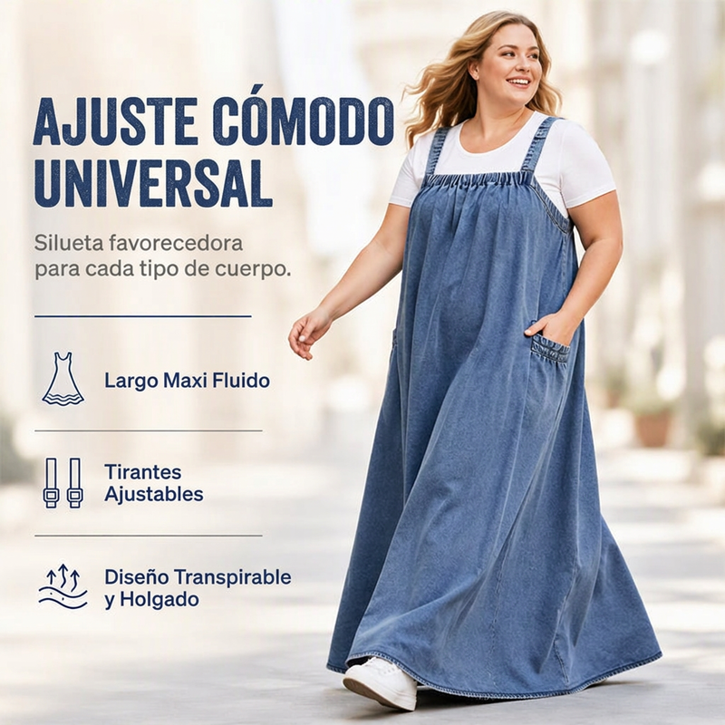 ⏰🔥 ¡50% OFF POR TIEMPO LIMITADO! 👗 Vestido Maxi Denim Oversize para Mujer – Comodidad Relajada, Estilo Moderno y Ajuste Favorecedor Diario ✨