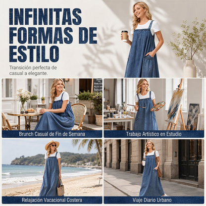 ⏰🔥 ¡50% OFF POR TIEMPO LIMITADO! 👗 Vestido Maxi Denim Oversize para Mujer – Comodidad Relajada, Estilo Moderno y Ajuste Favorecedor Diario ✨