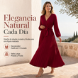 Vestido maxi plisado con cuello en V cruzado elegante para mujer