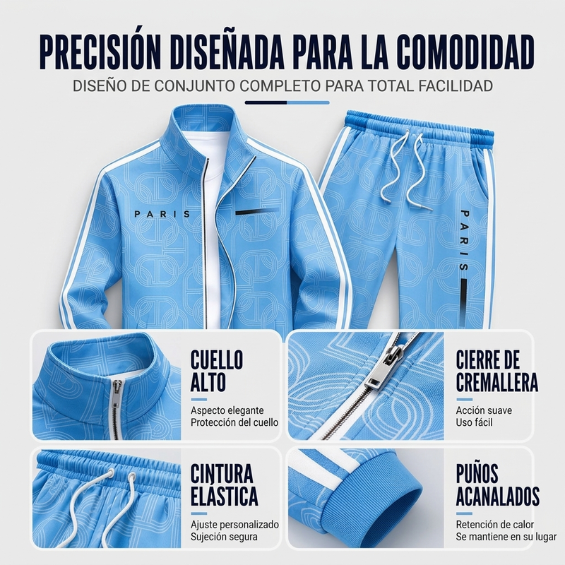 🔥 ¡50% OFF POR TIEMPO LIMITADO! 🧥 Conjunto Deportivo de Chaqueta y Pantalón con Estampado Geométrico para Hombre – Moderno, Cómodo y Casual ✨
