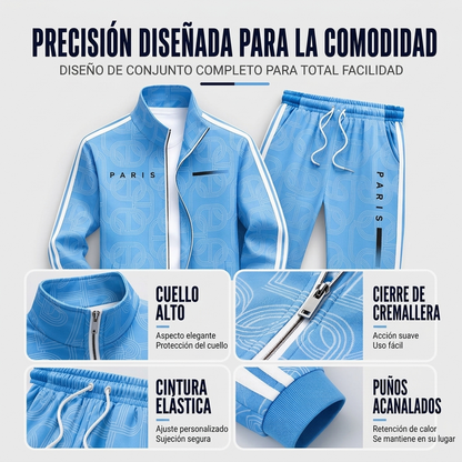 🔥 ¡50% OFF POR TIEMPO LIMITADO! 🧥 Conjunto Deportivo de Chaqueta y Pantalón con Estampado Geométrico para Hombre – Moderno, Cómodo y Casual ✨