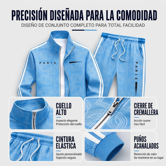 🔥 ¡50% OFF POR TIEMPO LIMITADO! 🧥 Conjunto Deportivo de Chaqueta y Pantalón con Estampado Geométrico para Hombre – Moderno, Cómodo y Casual ✨