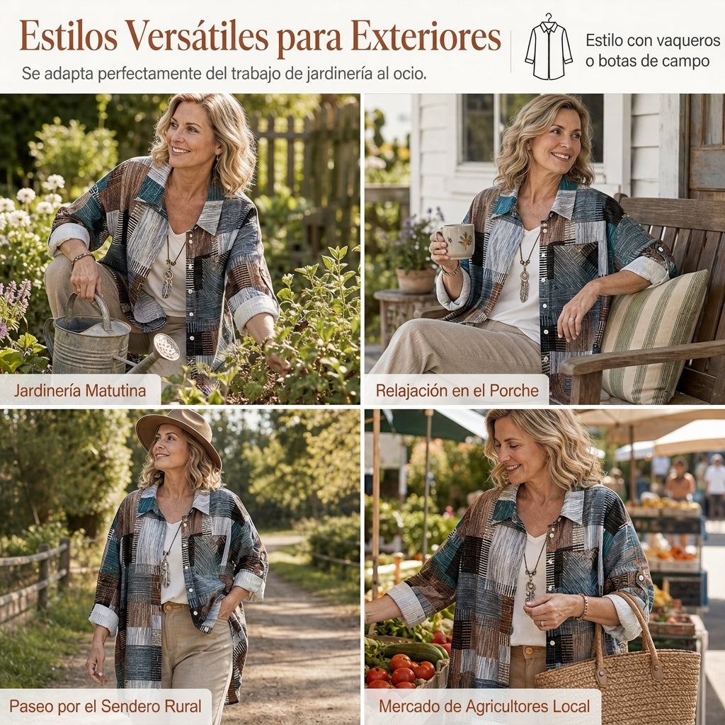 🔥CHOLLO⭐MÁS VENDIDO🏆Camisa a cuadros de manga larga – corte holgado, talla grande y protección solar para entretiempo