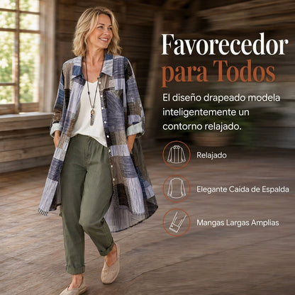 🔥CHOLLO⭐MÁS VENDIDO🏆Camisa a cuadros de manga larga – corte holgado, talla grande y protección solar para entretiempo