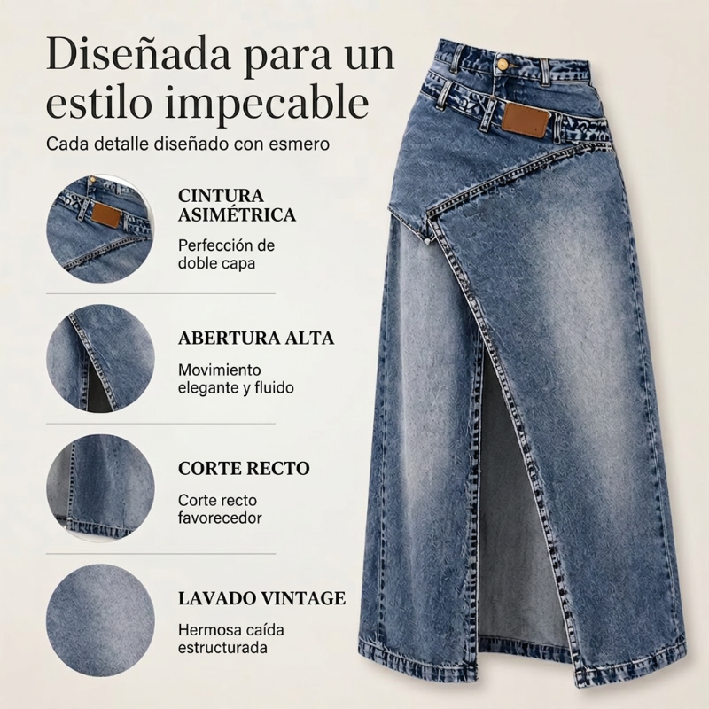 ⌛Oferta por tiempo limitado: falda larga vaquera con cintura escalonada para mujer