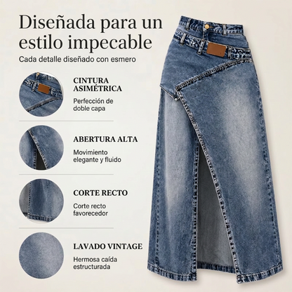 ⌛Oferta por tiempo limitado: falda larga vaquera con cintura escalonada para mujer