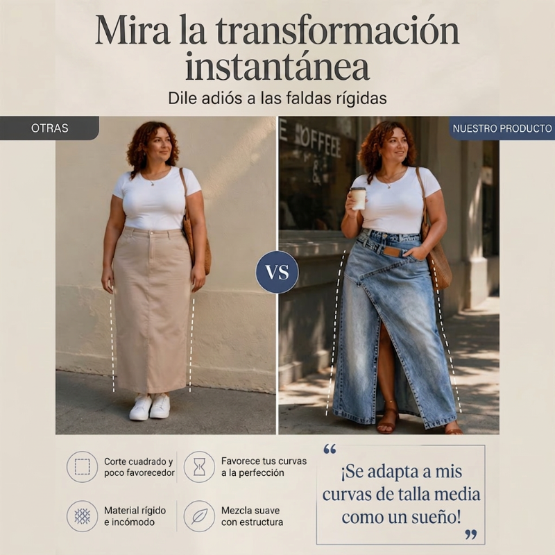 ⌛Oferta por tiempo limitado: falda larga vaquera con cintura escalonada para mujer