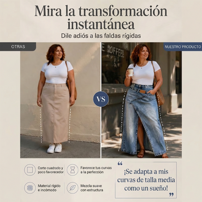 ⌛Oferta por tiempo limitado: falda larga vaquera con cintura escalonada para mujer
