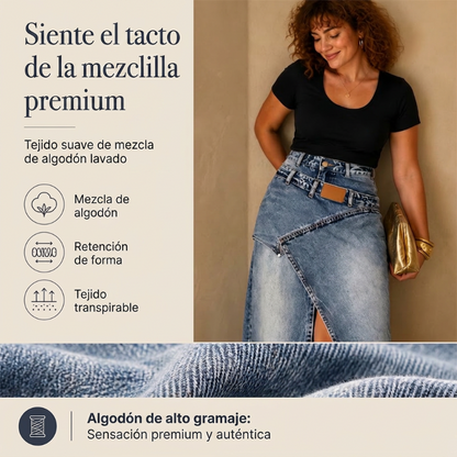 ⌛Oferta por tiempo limitado: falda larga vaquera con cintura escalonada para mujer