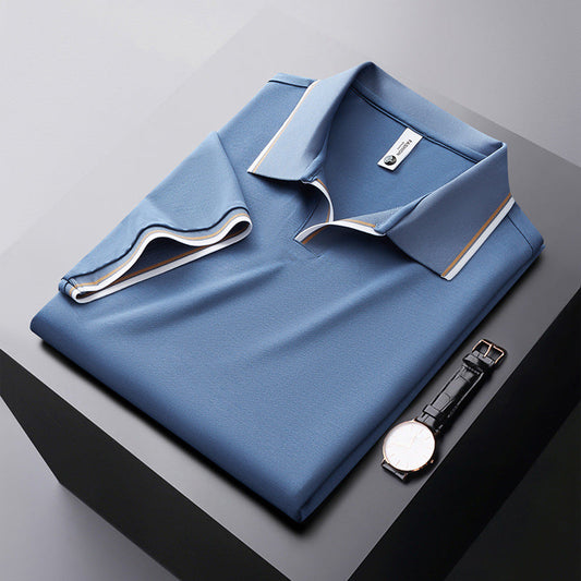 Camisa de manga corta de seda informal de negocios para hombre