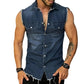 CAMISA VAQUERA SIN MANGAS CON SOLAPA VINTAGE PARA HOMBRE