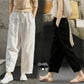 Pantalones casual vintage de algodón y lino con cintura elástica para mujer