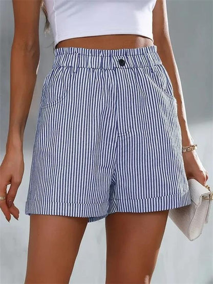 Pantalones cortos sueltos de rayas casuales