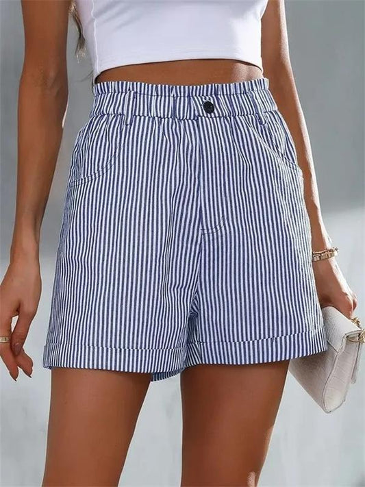 Pantalones cortos sueltos de rayas casuales