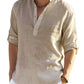 Ventas calientes - Camisa de manga larga de lino de algodón para hombres