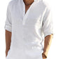 Ventas calientes - Camisa de manga larga de lino de algodón para hombres