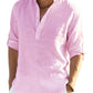 Ventas calientes - Camisa de manga larga de lino de algodón para hombres