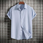 Camisa de lino de algodón de manga corta con botones de color sólido suelto informal para hombre