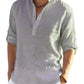 Ventas calientes - Camisa de manga larga de lino de algodón para hombres