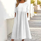 Vestido casual de algodón fruncido con bolsillo de cuello redondo para mujer-(Compre 2 obtenga envío gratis)
