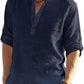Ventas calientes - Camisa de manga larga de lino de algodón para hombres
