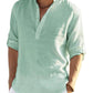 Ventas calientes - Camisa de manga larga de lino de algodón para hombres