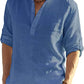 Ventas calientes - Camisa de manga larga de lino de algodón para hombres