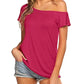 Blusa de manga corta con hombros descubiertos para mujer, estilo murciélago, ajuste holgado