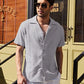 Camisa informal de manga corta de lino suelta para hombre