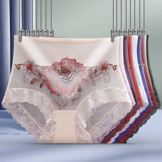 🔥Bragas bordadas de encaje premium de cintura alta
