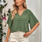 Blusa de color sólido con cuello en V para mujer