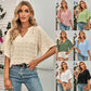 Blusa de color sólido con cuello en V para mujer