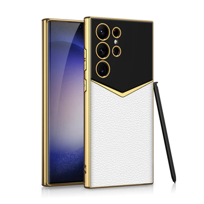 Envío gratuito al comprar tres Funda de cuero electro chapada para Galaxy S23 Ultra