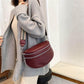 Bolso de pecho con múltiples bolsillos Bolso de sillín cruzado sólido de cuero para mujer