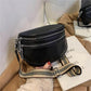 Bolso de pecho con múltiples bolsillos Bolso de sillín cruzado sólido de cuero para mujer