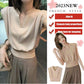 Conjunto de dos piezas elegante y francés de top con cuello en V y pantalón