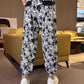 Pantalones cortos informales con abertura lateral y estampado de seda helada para hombre (50% de descuento)