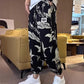 Pantalones cortos informales con abertura lateral y estampado de seda helada para hombre (50% de descuento)