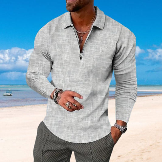 Camiseta casual deportiva de manga larga con cuello de cremallera para hombre 🔥Compre 2 envío gratis🔥