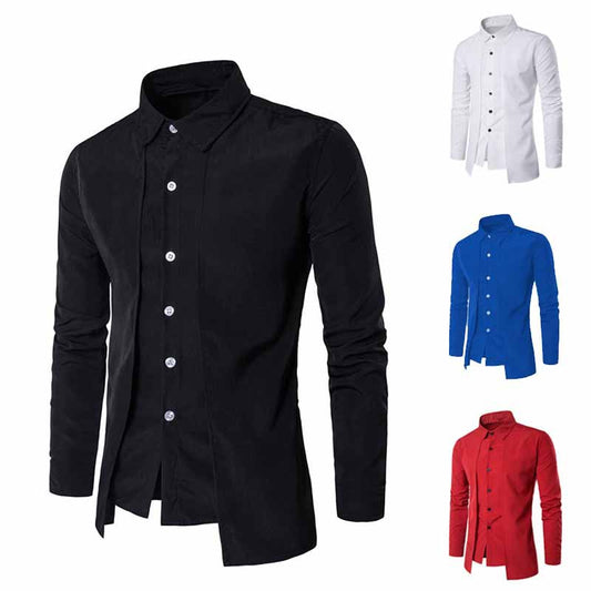 Nuevas camisas de manga larga para hombre de dos piezas falsas