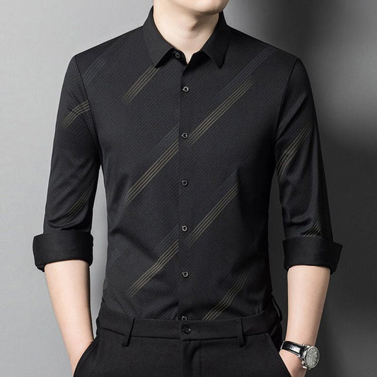 Camisa de Manga Larga de Sarga con Botón para Hombre 🔥Compre 2 envío gratis🔥