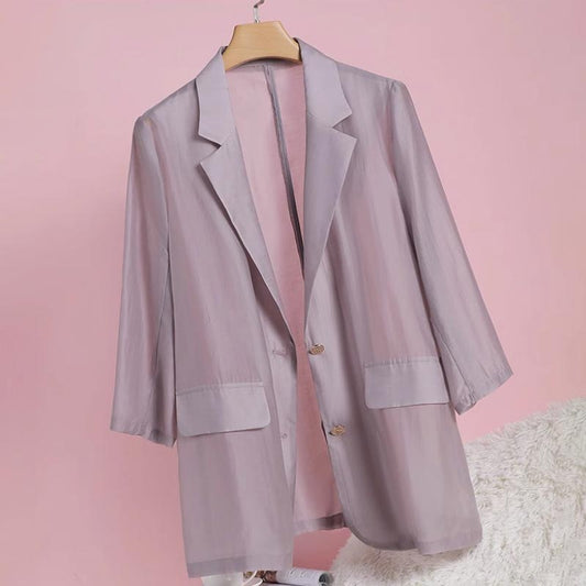 Mujeres Temperamento Tencel Sunscreen Traje de Verano Blazer