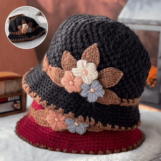 🔥Oferta de Navidad 40% de descuento: gorro de punto floral francés grueso para mujer