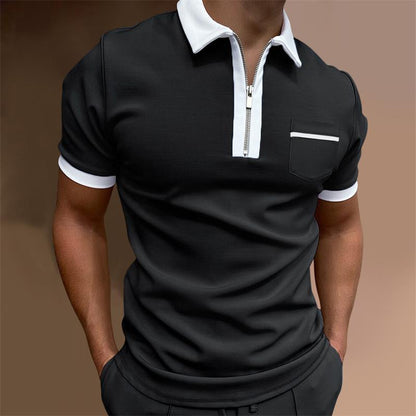 Camiseta de hombre con cremallera y solapa fina 2023