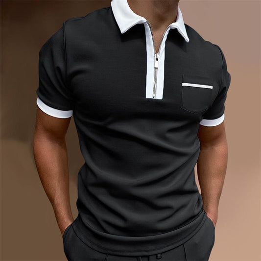 Camiseta de hombre con cremallera y solapa fina 2023