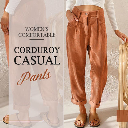 Cómodo pantalón casual de pana para mujer