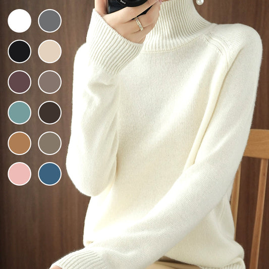 Jersey liso de punto con cuello alto-🎅Rebajas de Navidad🎅