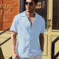 Camisa informal de manga corta de lino suelta para hombre