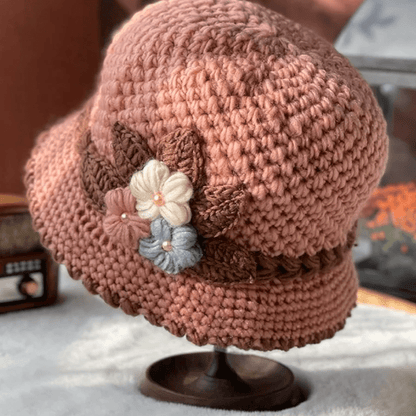 🔥Oferta de Navidad 40% de descuento: gorro de punto floral francés grueso para mujer
