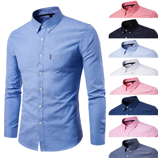 Camisa casual de manga larga de algodón para hombre